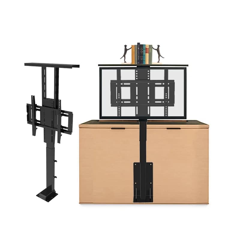 Supporto TV con ascensore elettrico per TV con design di fascia alta, regolabile in altezza per ufficio, doppio monitor