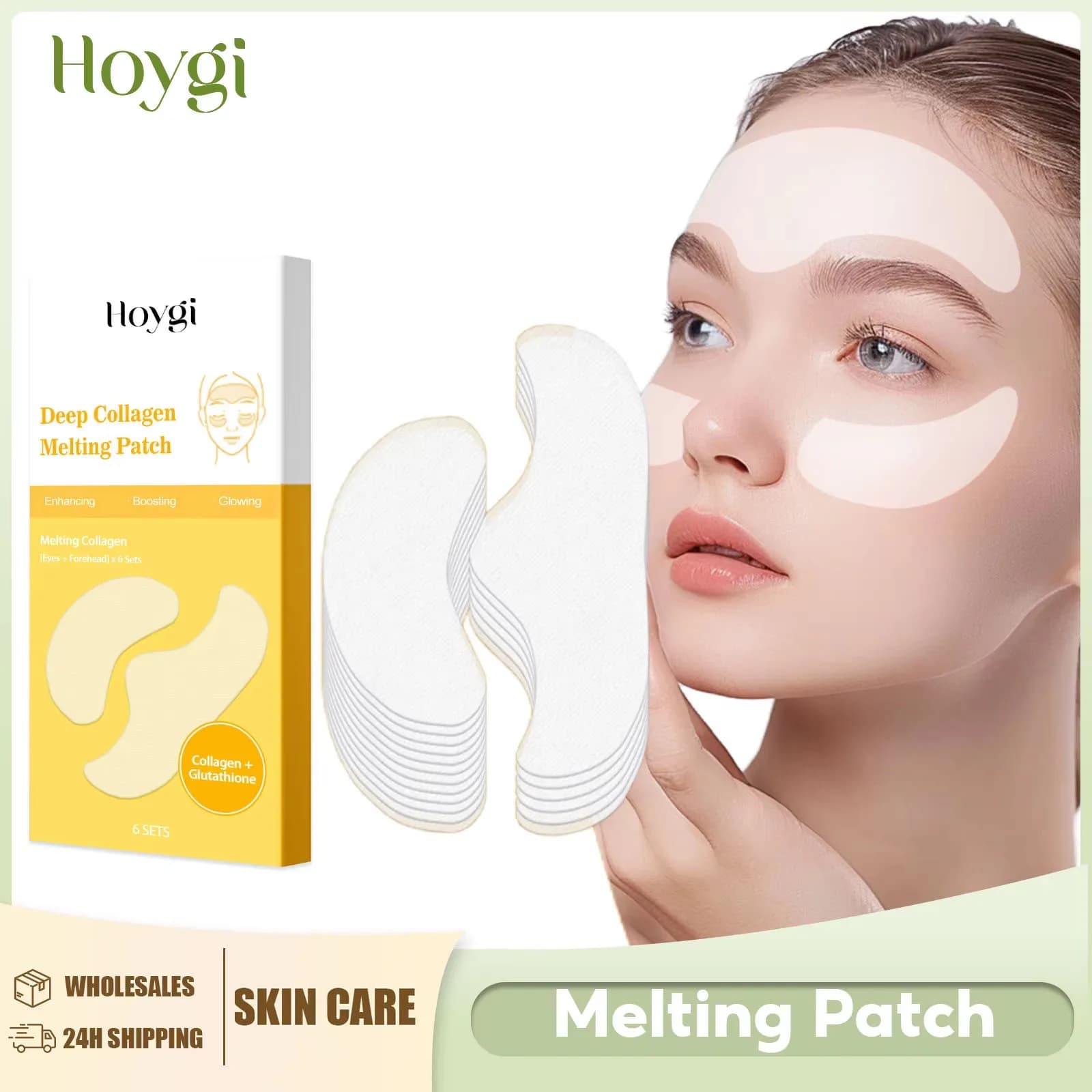 HOYGI Collagen Protein Patche Film Soluble in Water Soluble Absorbable for Front Hydrating Eye Area Patch Care