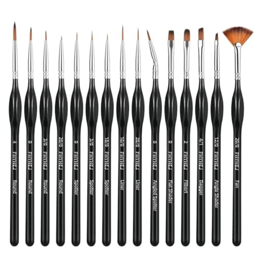 Detail Paint Brushes Set, 15PCS Miniature Paint Brushes for Fine Detailing, Micro Detail Brushes for Acrylics, Watercolors, Gou