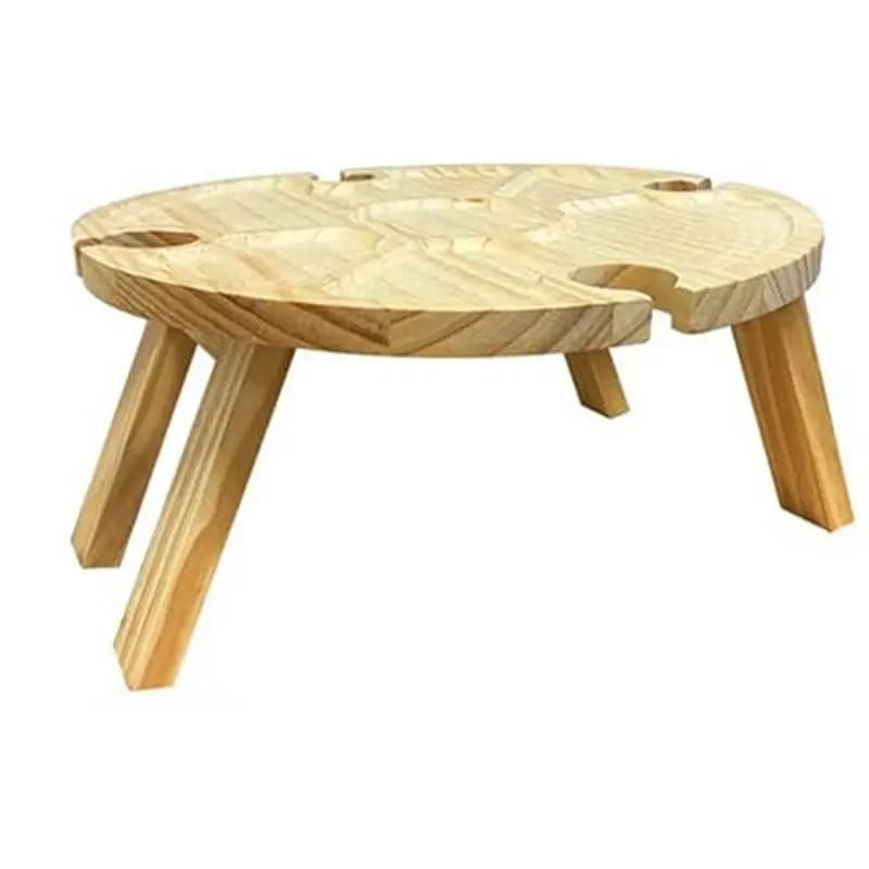 Tavolo da Picnic Pieghevole in Legno A67P con Portabicchieri - Portatile e Creativo 2 in 1: Portabicchieri e Vassoio Compartimentato