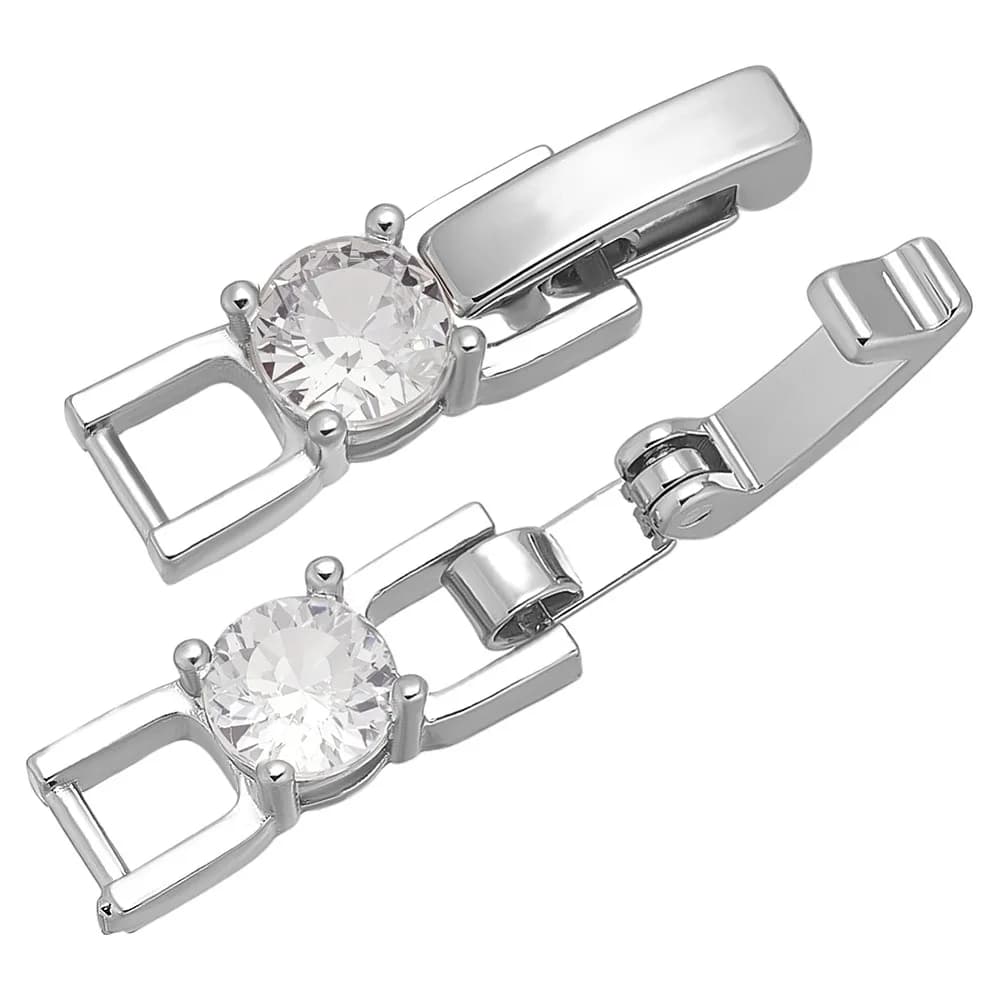 10Pcs Rack Plating Brass Micro Pave Clear Cubic Zirconia Fold Over Clasps Long-Lasting Plated Lead Free Cadmium Free Rectangle