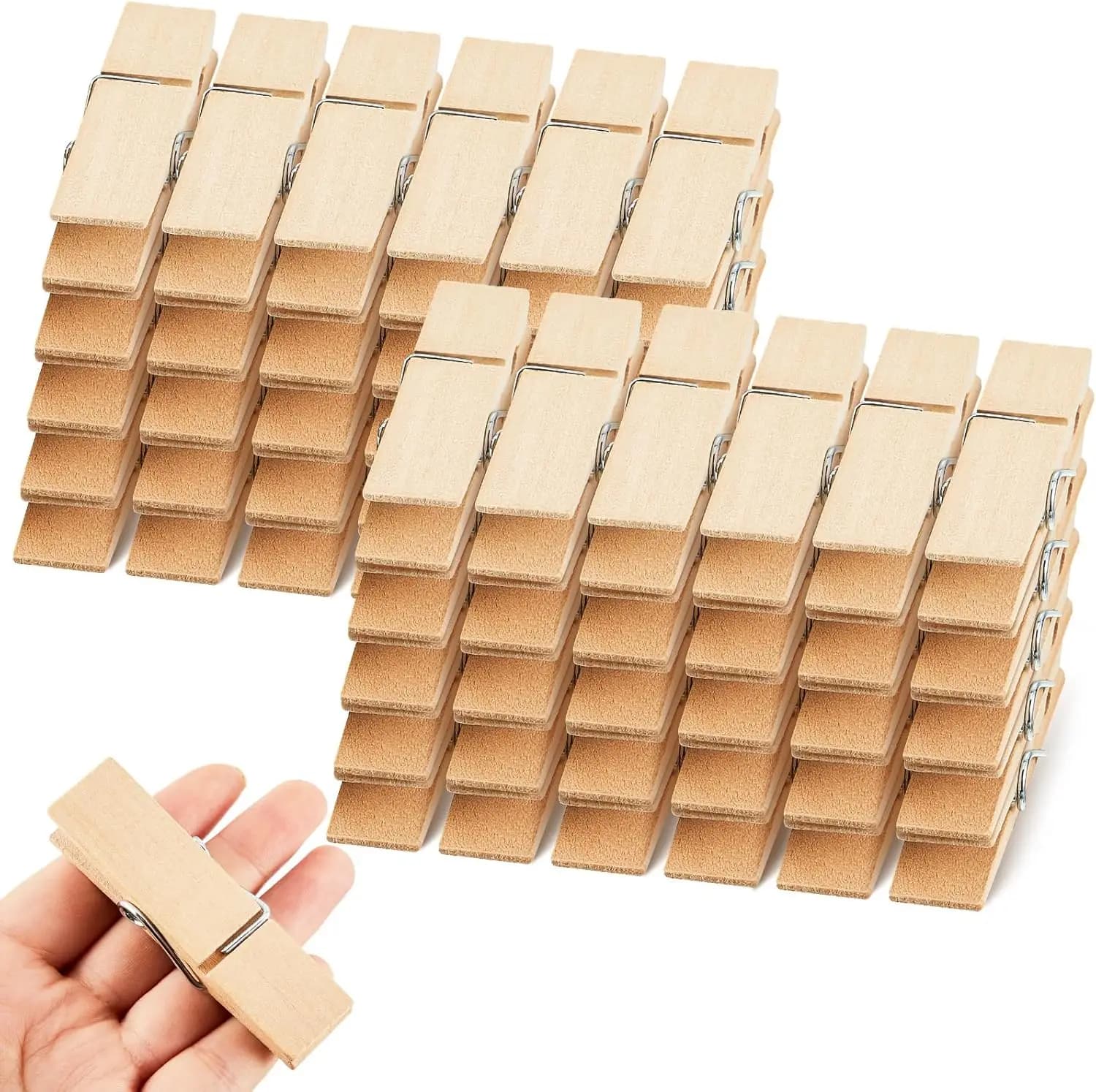 Grandi Mollette in Legno 90 Pezzi, Robuste Clip Fai-da-te per Lavanderia, Appendere Vestiti, Artigianato, Aprire Sacchetti, Esposizione