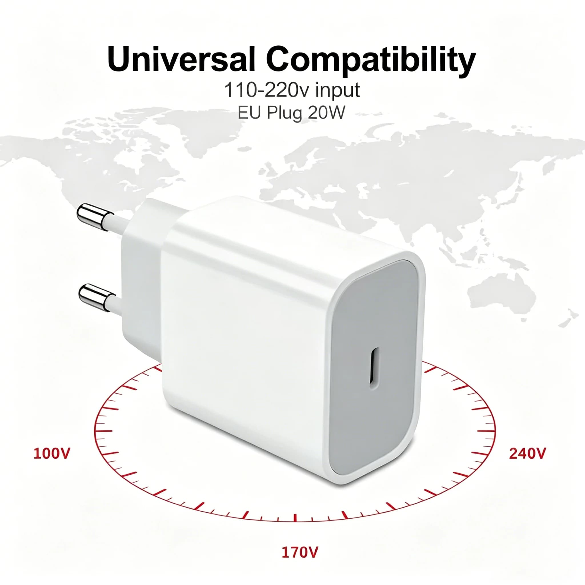 Caricabatterie USB PD 20W per Telefono, Caricatore Rapido per Phone Pad Samsung OnePlus, Adattatore a Ricarica Veloce con Cavo Type-C, Spina EU/US
