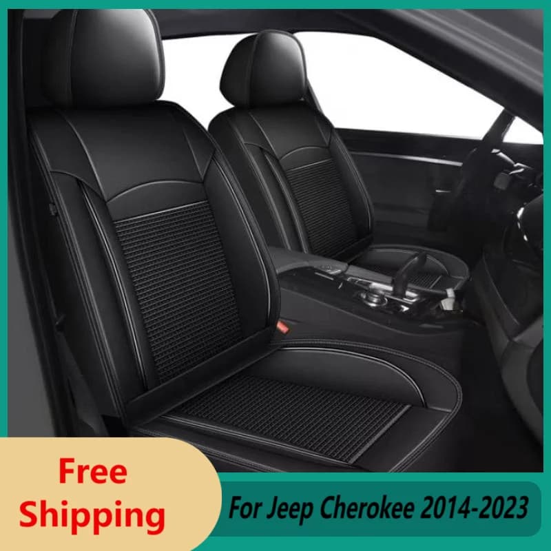 Coprisedili per auto a 5 posti per Jeep Cherokee 2014-2023 Coprisedili per auto anteriori posteriori universali in pelle PU di seta ghiacciata Set completo impermeabile