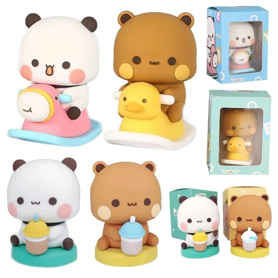 /Carino Kawaii Bubu Dudu Panda Orso Figura Cartoon Emozionante Orso Miniature da Collezione Animale Giocattolo Bambola Ornamento Derocazione Domestica..