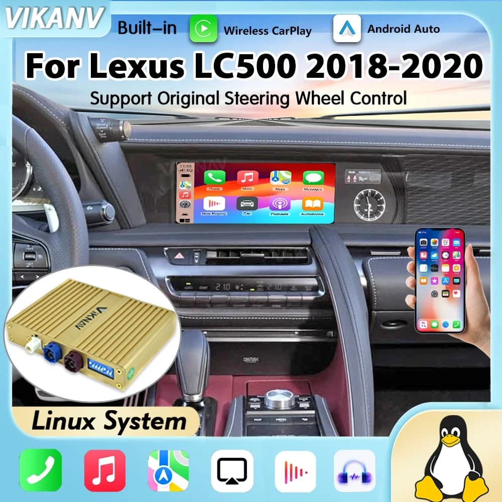 Interfaccia Linux per Lexus LC500 2018-2020 Wireless Carplay Android Auto Airplay Mirror Link Navigazione GPS Schermo Originale
