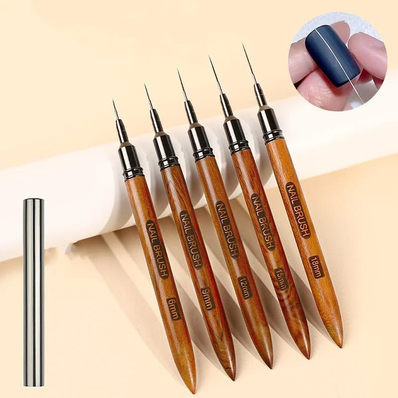 1PC Pennello per unghie Manico in legno Gel Nail Art Liner Pennello per pittura fai da te Linee da disegno Penna per pittura a fiori a strisce Gel UV Salone di manicure