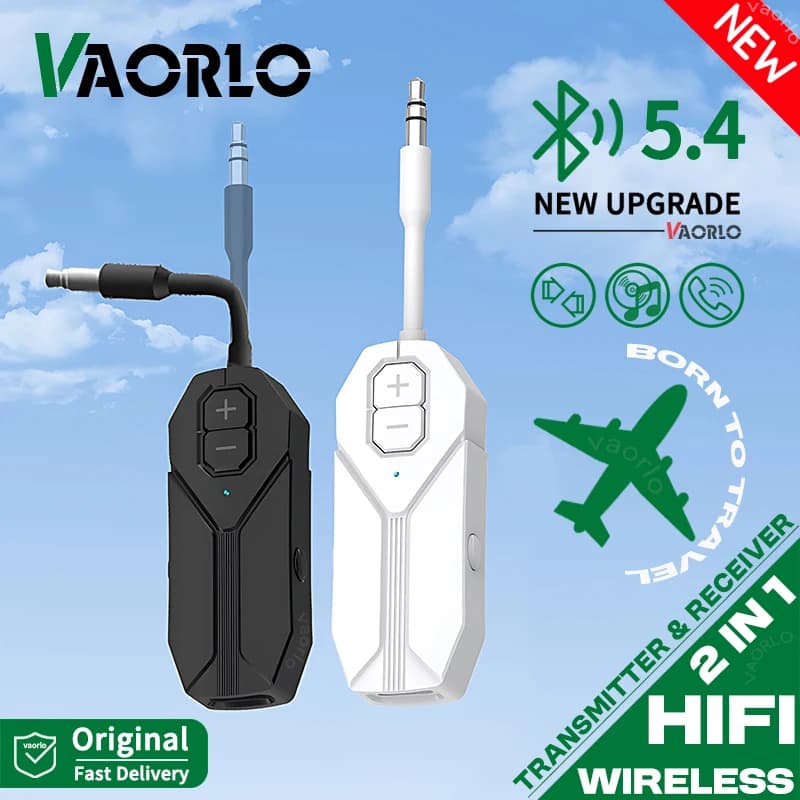 Update Bluetooth 5.4 Receiver Hifi Stereo Audio Transmitter 2 In 1 Adapter Wireless 3.5MM AUX with Microphone for Auto Air TV PC Speaker Headphones