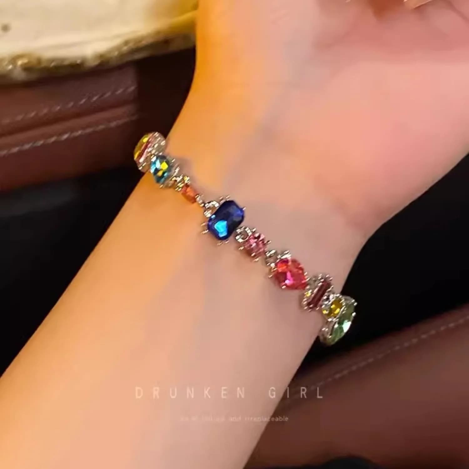 Bohemian Colorful Crystal Candy Zircon Beaded Bracelet Necklace Set Forest Style Women's Fashion Jewelry
