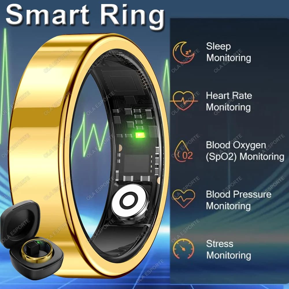 2026 Smart Ring Blood Pressure Sleep Heart Rate Monitor Smartring IP68 and 5ATM Waterproof Multi-sport Mode Smartring Man Woman