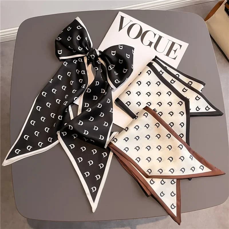Foulard Lungo Sottile da Donna, Fasce per Capelli in Seta, Sciarpe alla Moda, Fasce per Capelli Stampate, Sciarpe per Borsa, Sciarpa da Collo per Donna 14x147cm