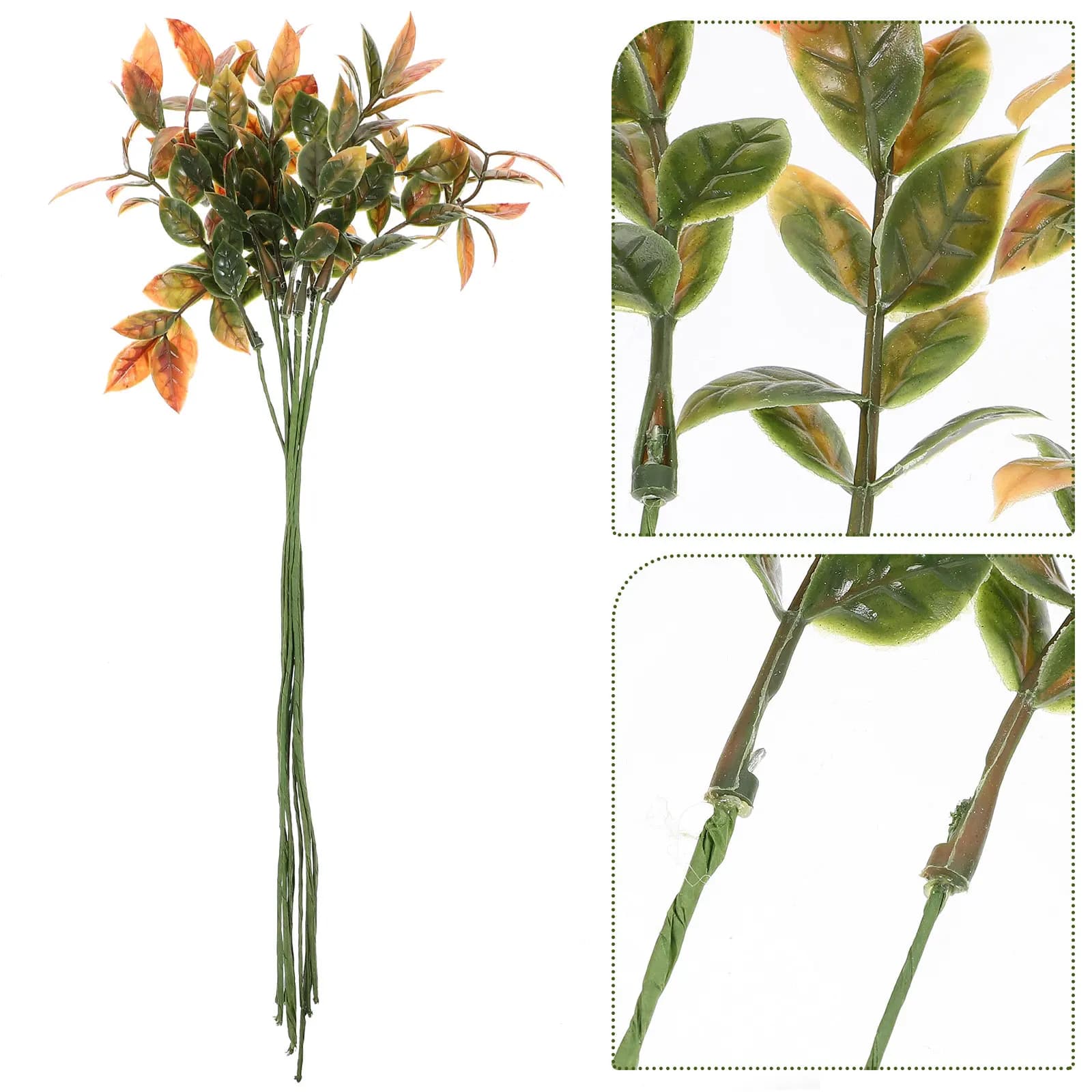 10Pcs Artificial Green Stems Simulation Plant Branches Realistic Leaves for Home Wedding Centerpieces Garden Decor