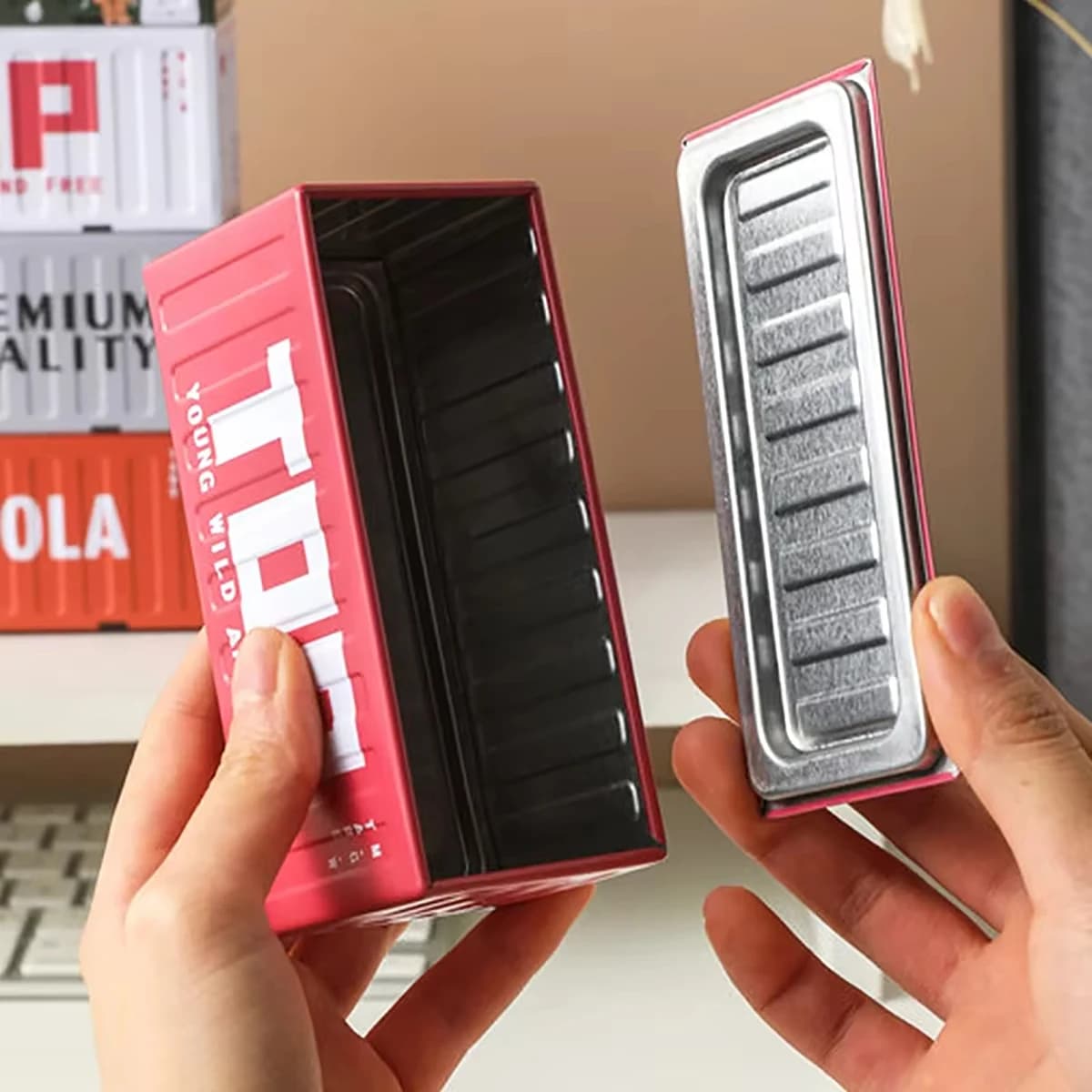 Compact Iron Storage Container Creative Desktop Organizer Office Supply Tube Office Desk Organizer Metal Box Mini Container