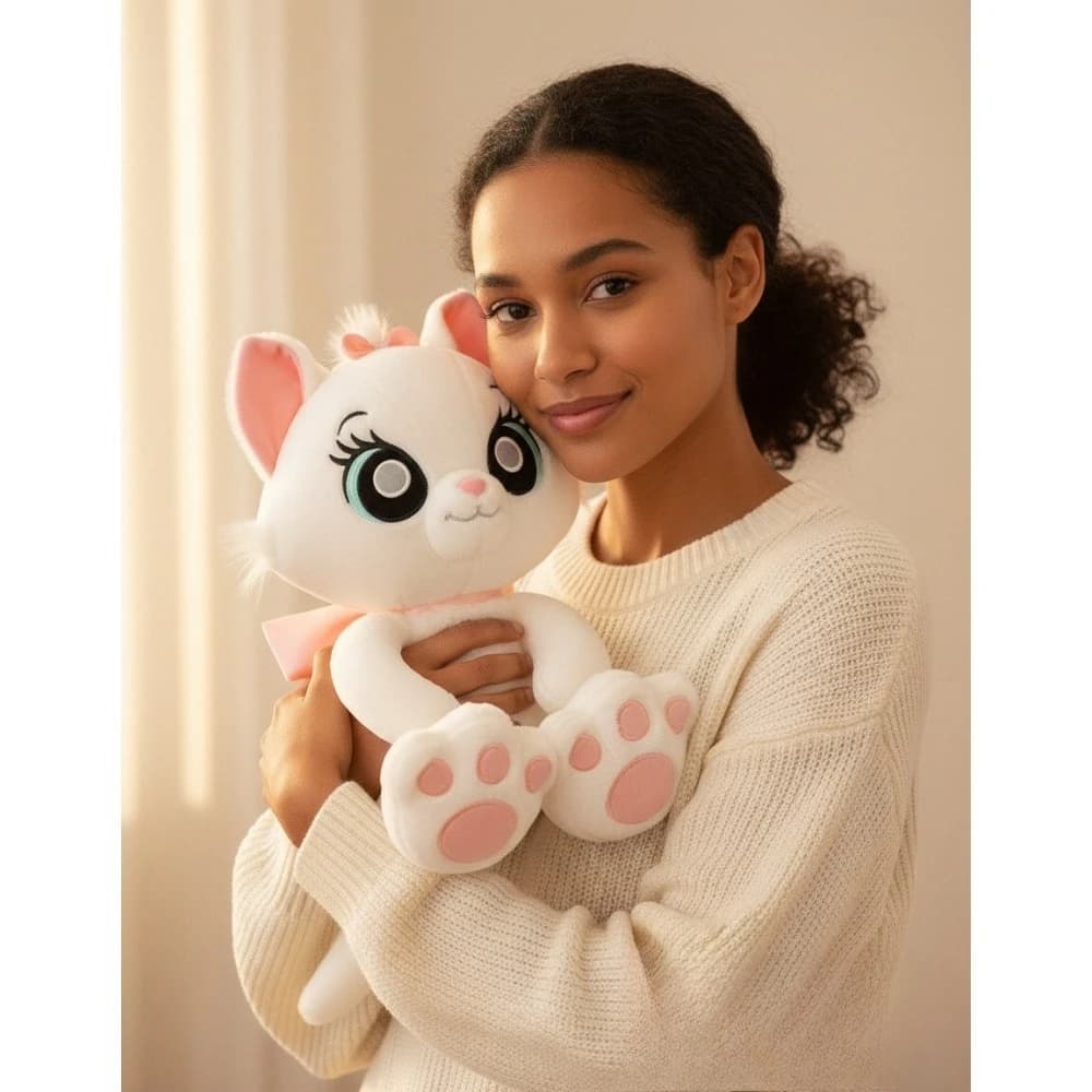 Peluche Marie Cat Disney, Morbidi Pupazzi Animali, Cuscino con Faccina Dormiente, Peluche con Fiocco, Giocattoli Morbidi per Animali Domestici, Regali