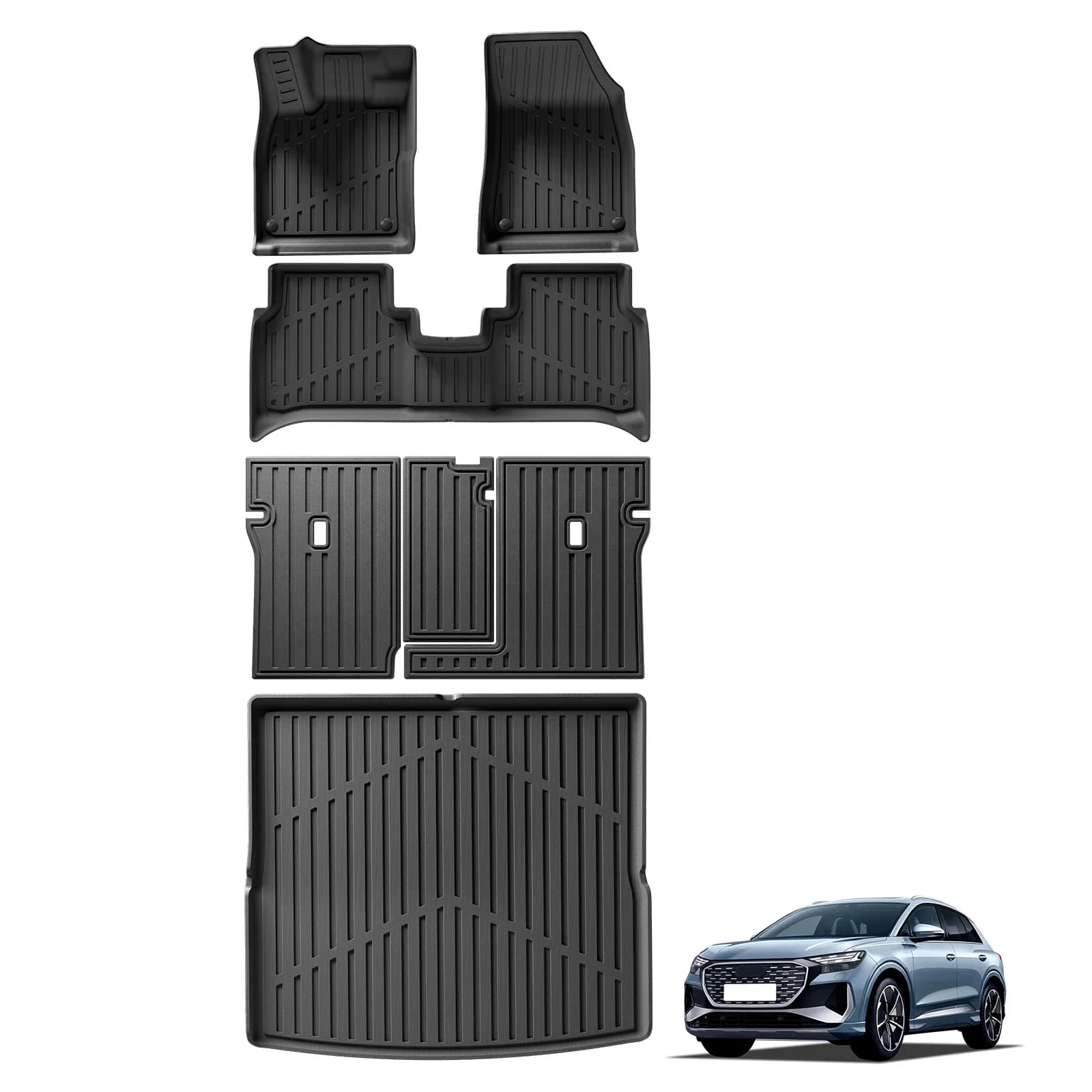 For Audi Q4 e-tron 2024 2022 2023 Car mats Cargo Liner Throat Pad TPE 3D Carpet Black
