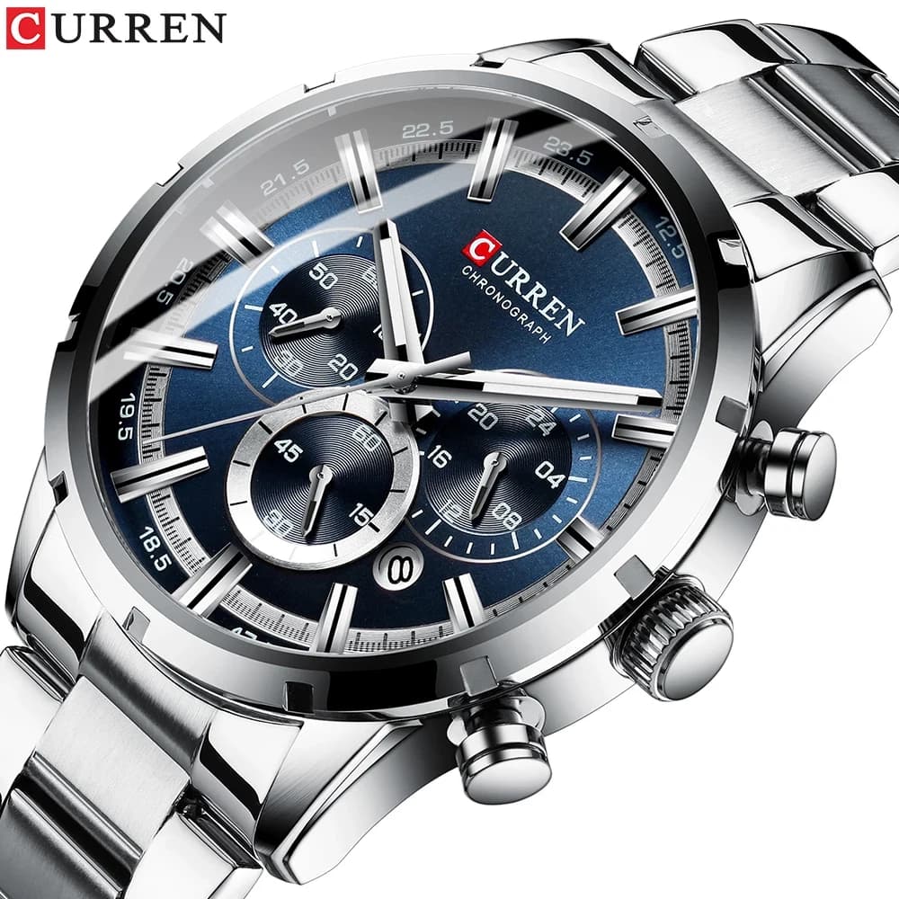 CURREN 8355 Men's Fashion Watches, Luxury Brand, Quartz Dust Clock, Waterproof with Chronograph
