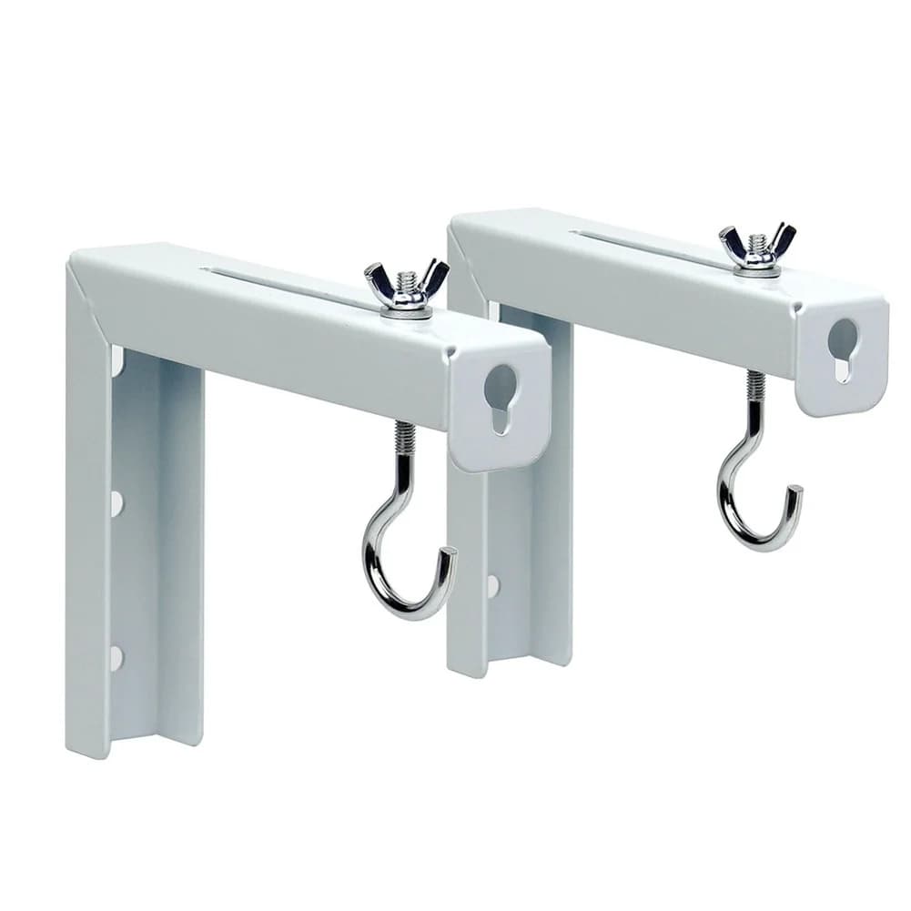 40120 Hook White Projector Screen Wall Mount Bracket Metal Construction for Home Office Theater and Studio Installations