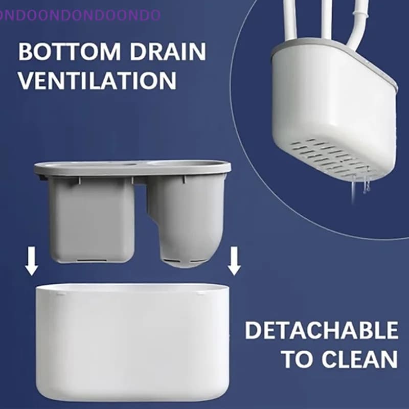 Set Spazzola per WC 3 in 1 con Setole in Silicone e Supporto a Parete, Spazzola per Bagno, Asta per WC