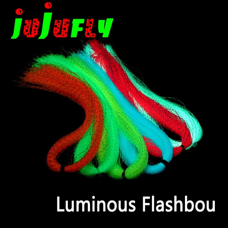 2 confezioni che si illuminano al buio Luminoso intrecciato Flashabou Crystal Flash Tinsel per esca da pesca Jig Hook Sabiki Rig Making Materiali