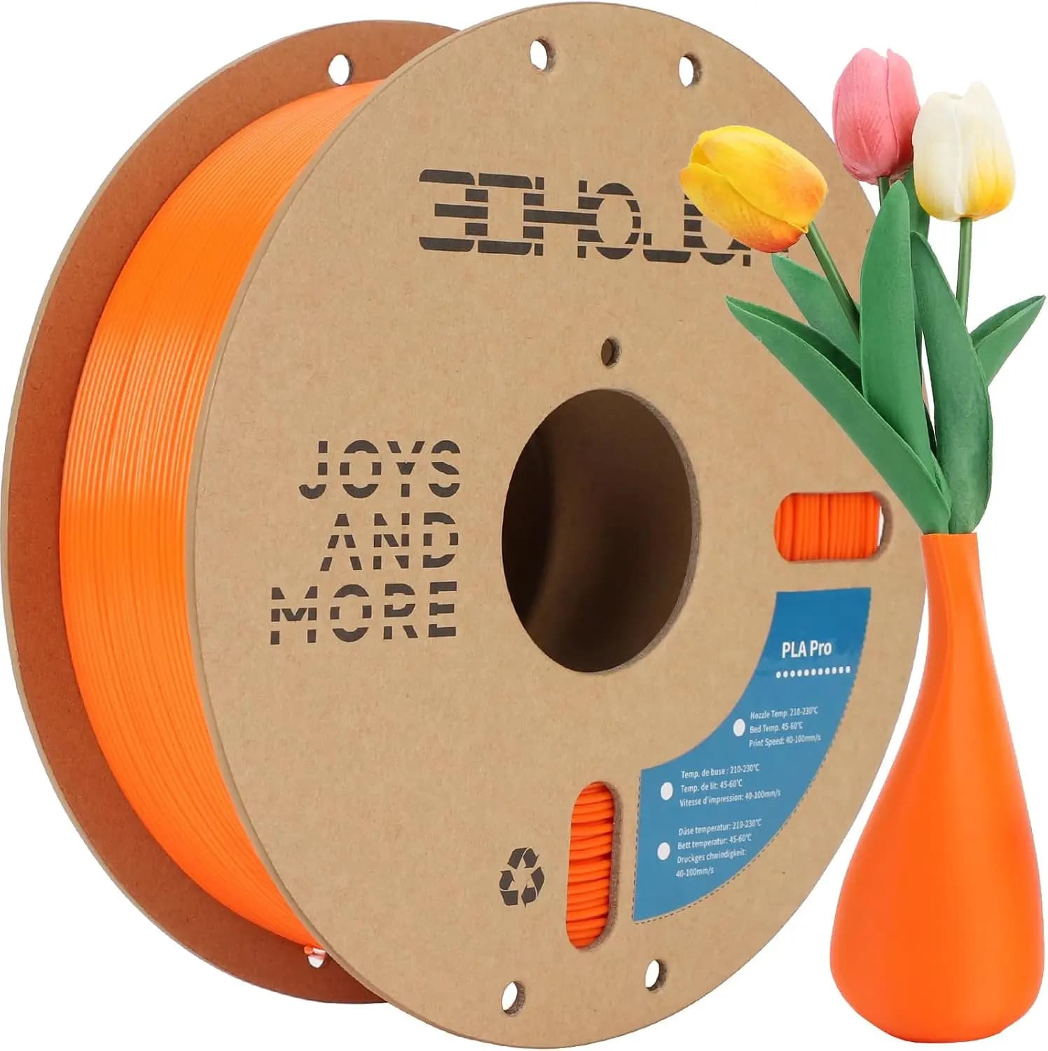 PLA Pro Filament 1.75mm, Orange, 1kg, Cardboard Spool, +/- 0.03mm Accuracy