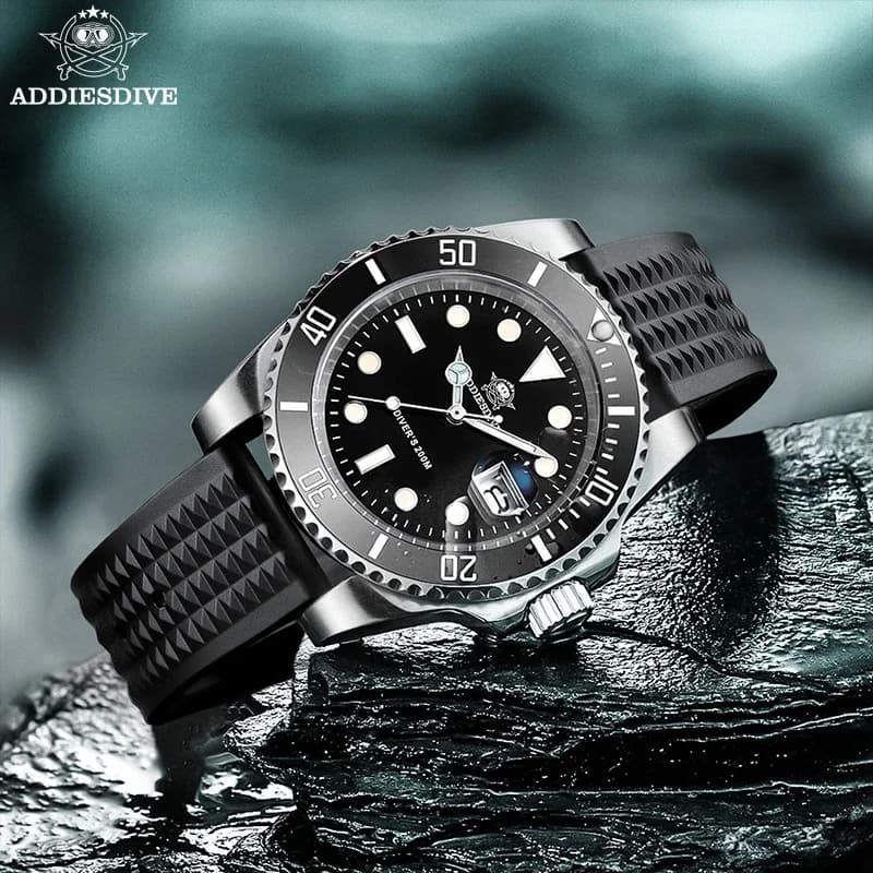 ADDIESDIVE Business orologio al quarzo da uomo in acciaio inossidabile 200M Diving orologi impermeabili orologio da polso con Display calendario Super luminoso