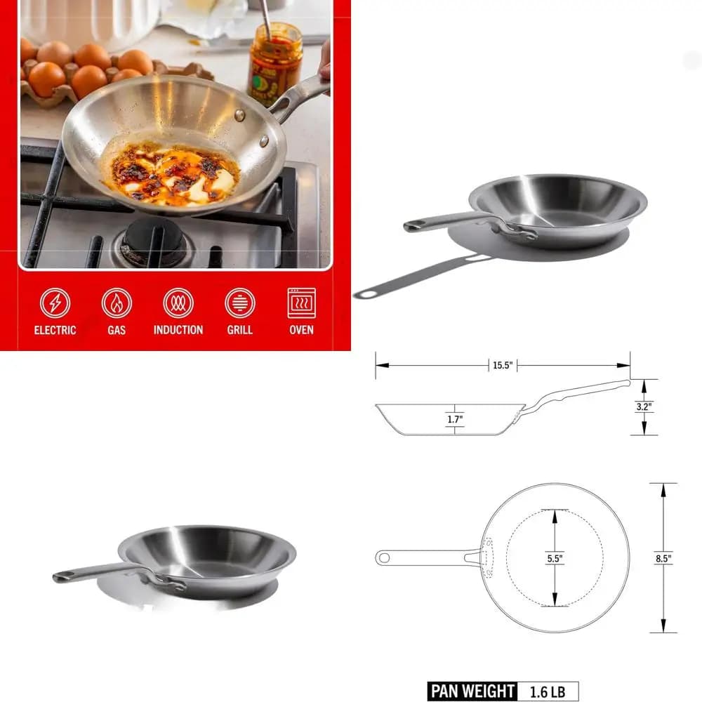 5 Layer American 8.5 Stainless Steel Plate with Cold Handle for Induction Cooking