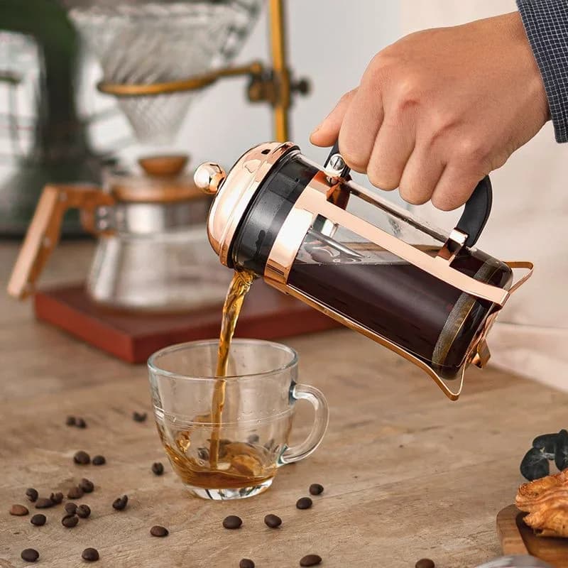 Rose gold press Coffee pot Tea Strainer filter cup hand made home French coffee maker