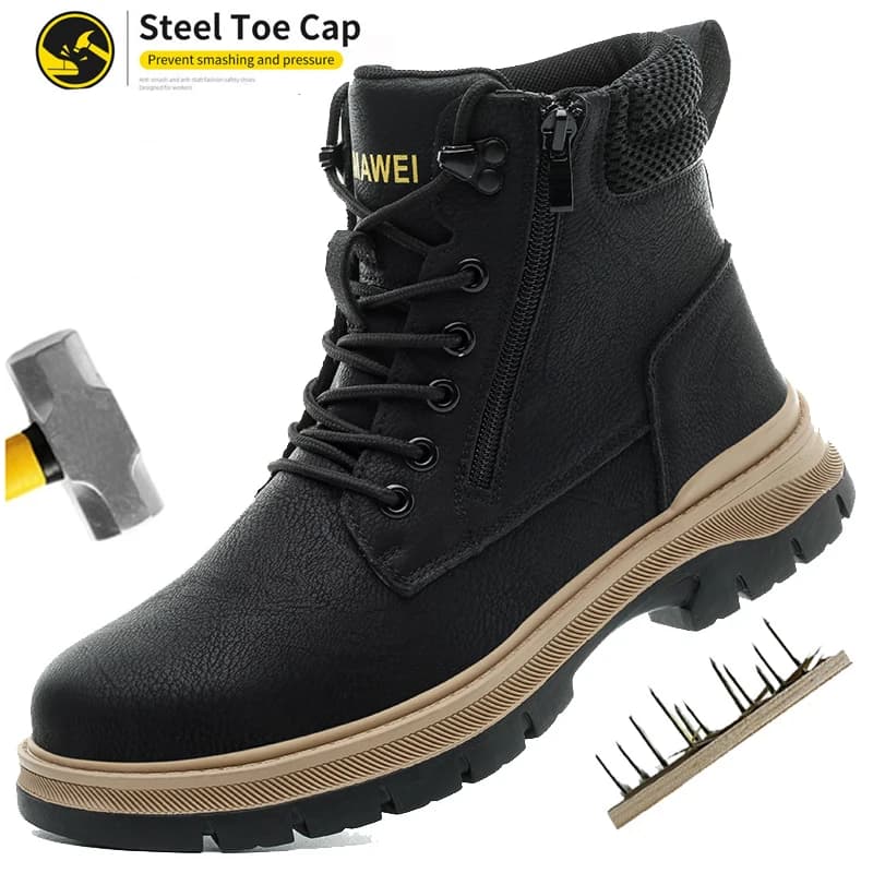 Scarpe antinfortunistiche da uomo con punta in acciaio Stivali da lavoro anti-sfondamento e antiforatura, scarpe da ginnastica da trekking industriali resistenti per l'edilizia