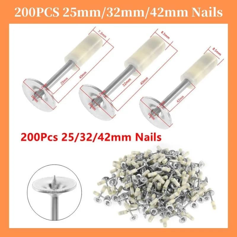 200 pz 25mm/32mm/42mm chiodo rotondo manuale fuoco rotondo pistola sparachiodi fisso Peg soffitto artefatto diametro 7.3mm/8.5mm per Mini pistola a soffitto