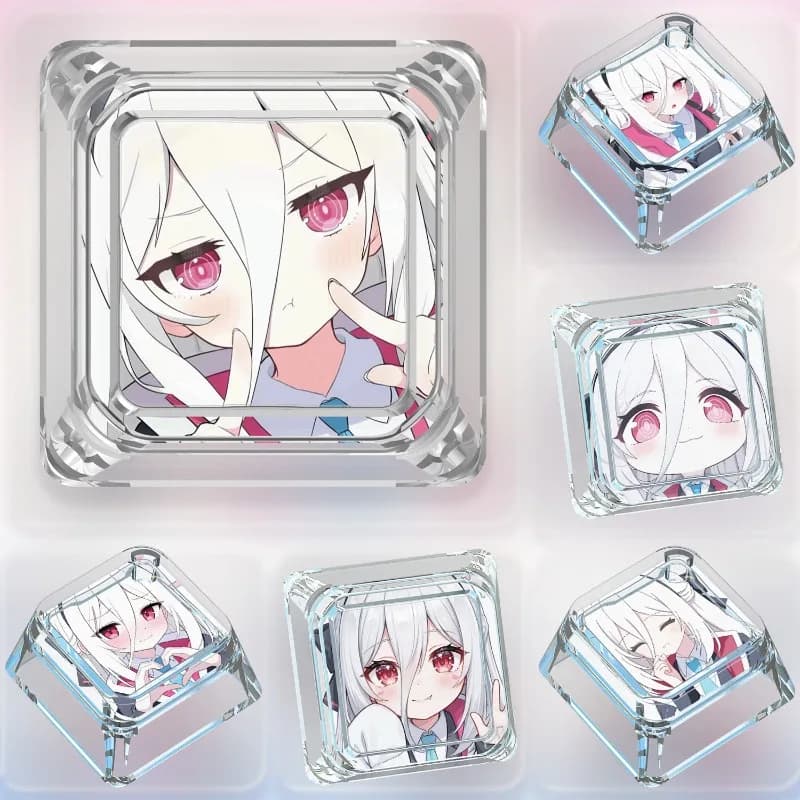 Nuovo Keycap per Tastiera Meccanica Serie Blue Archive Kei, Design Creativo a Tema Cartone Animato, Trasparente, per PC, Regalo Giocattolo