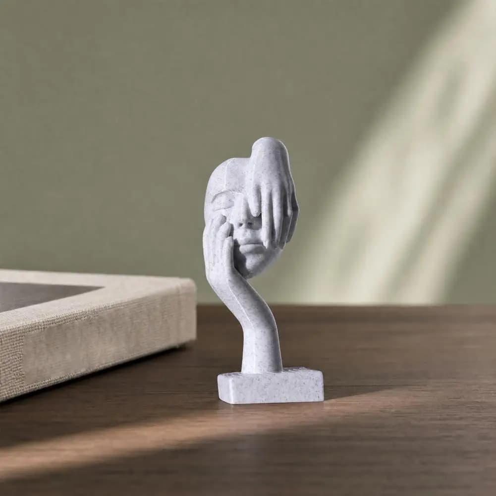 Modern Desktop Accessory Compact Desktop Ornament 3d Printed Mascara Figurine Face Ornament with Faux Stone Texture for Kids