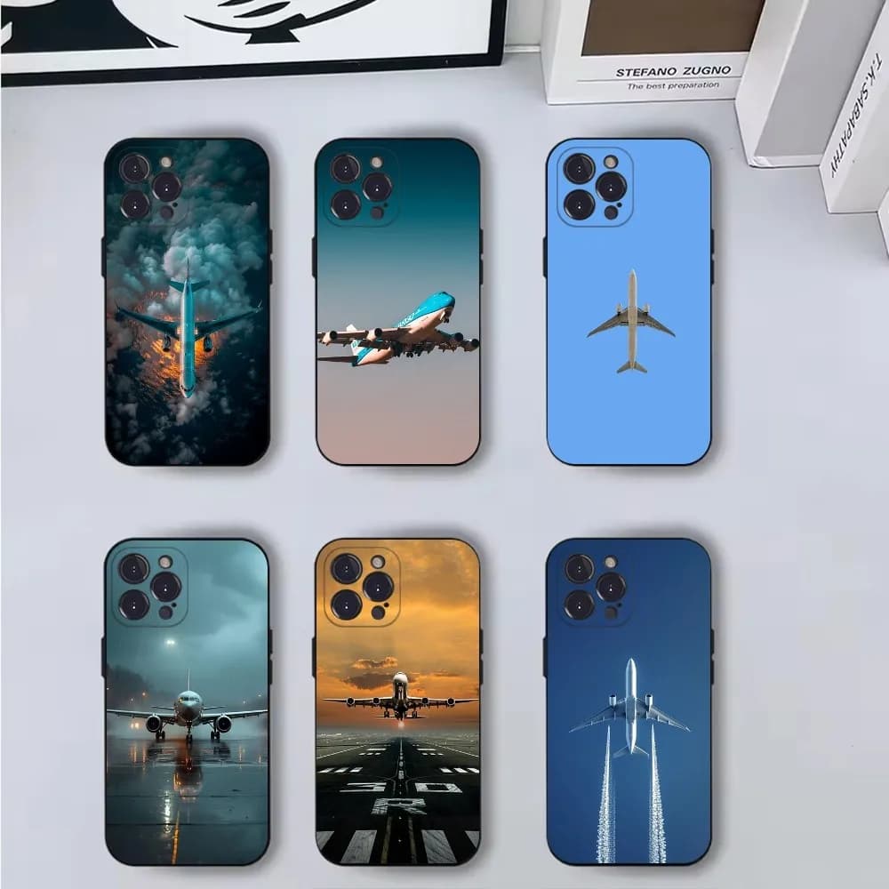 Airplane Plane Phone Case Phone Case For iPhone 16,15,14,13,12,11,Pro,X,XS,Max,XR,Plus,Mini Soft Black Cover