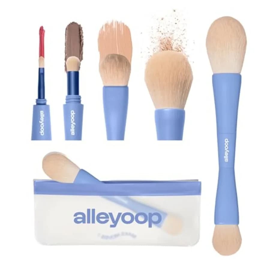 Makeup Brush Set Overachiever 4-in-1 Travel Make Up Brush Set Makeup Brushes for Powder Blending Precision Complexion, Mini Mul