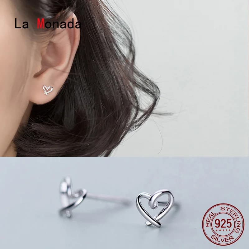 Small 925 Sterling Silver Earrings for Women's Silver Earrings with Ear Clips 925 925 Silver Heart Earrings