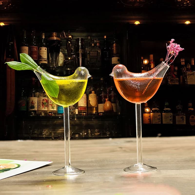 Bicchiere per uccelli bicchiere da Cocktail trasparente a forma di uccello bicchiere da vino senza piombo bicchiere da vino bicchiere da Cocktail a forma di uccello