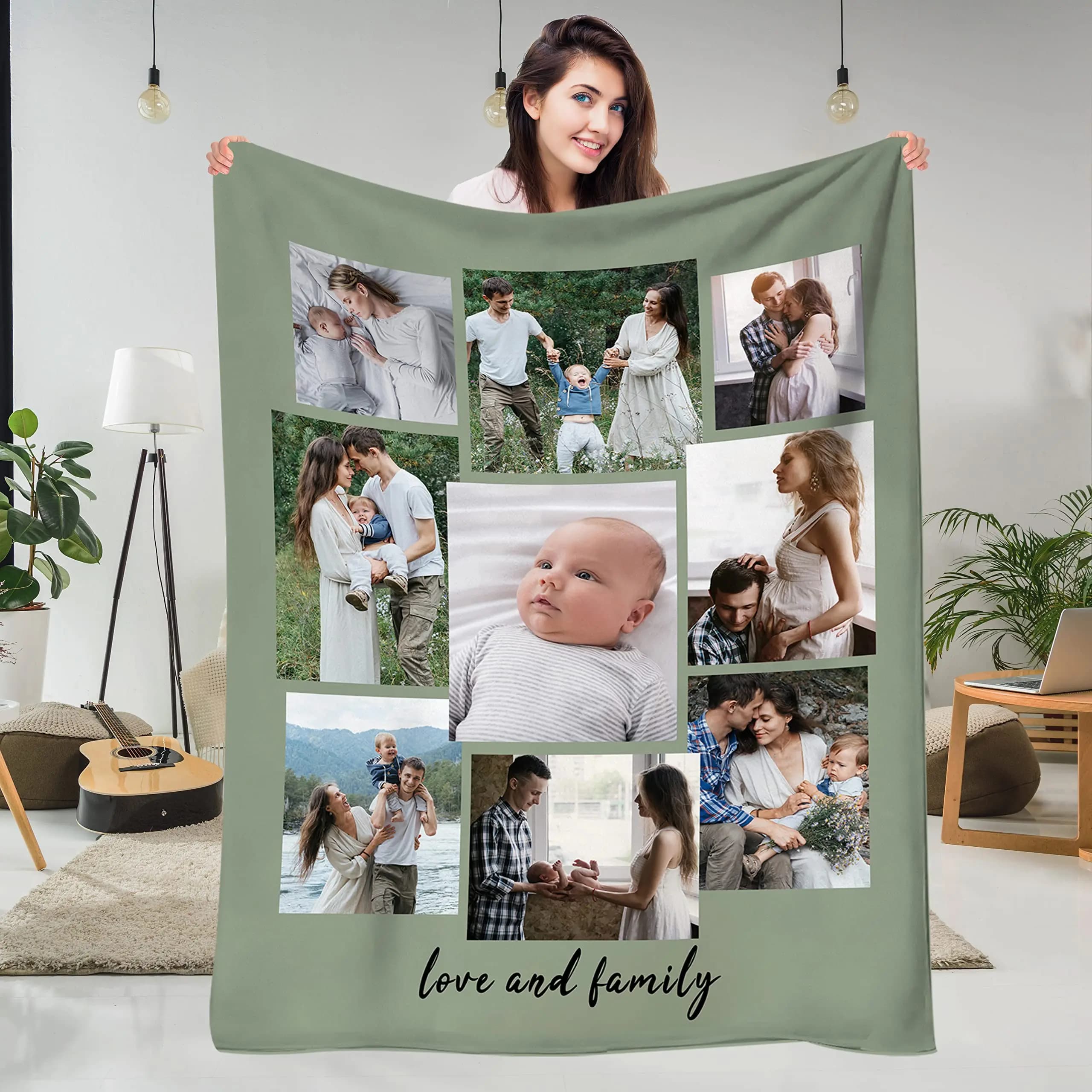 Coperta personalizzata con parole Collage di immagini Coperte personalizzate, regali souvenir di compleanno Coperta da tiro personalizzata per padre, mamma