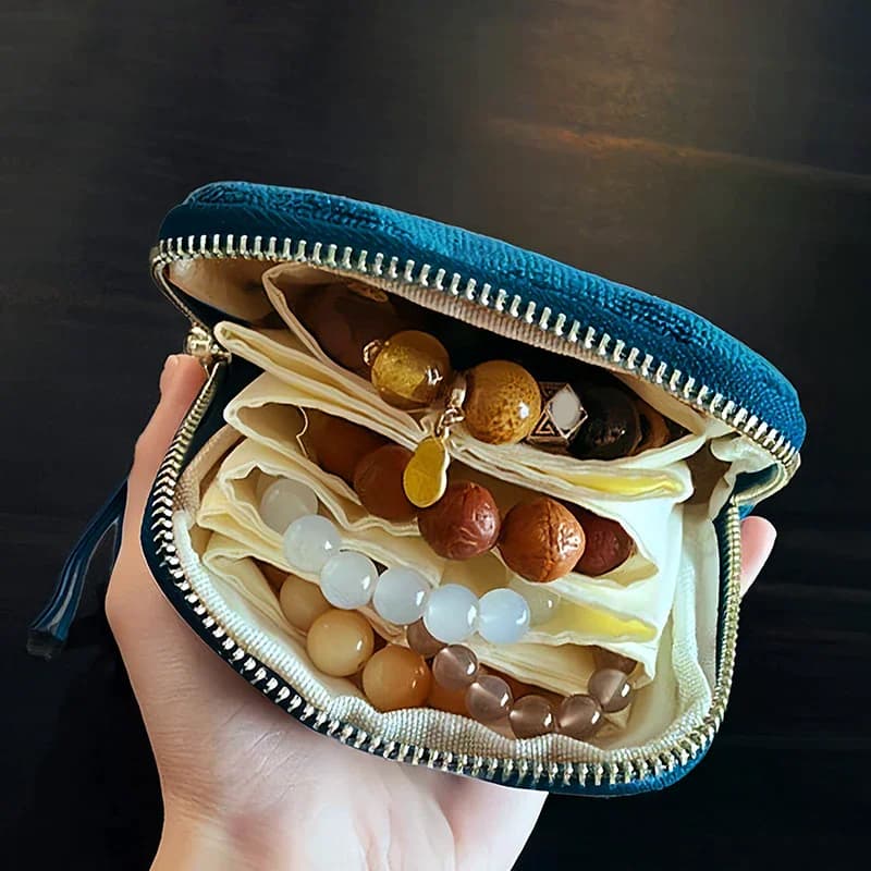 Elegante Borsa Portagioie con Ciondolo a Nappa, Borsa Portagioie con Cerniera per Anelli, Grande Capacità, da Viaggio, per Bracciali in Cristallo