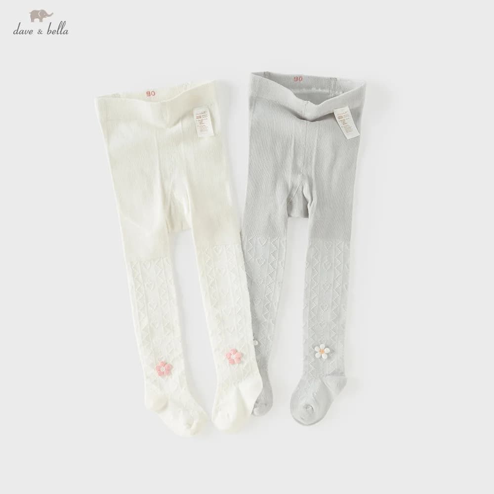 Dave Bella Girls Pantyhose Bottom Tight Summer Spring Grey Sweet White Elastic Flowers Casual Children Outdoors Socks DB2262450