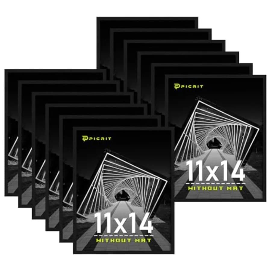 Set di 12 Cornici per Foto da Parete 11 x 14 Pollici Senza Passepartout, Espositore Multi-Foto per Arredamento Casa, Nero