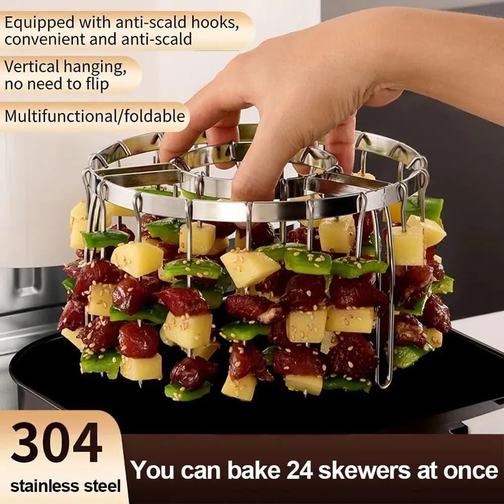 304 Stainless Steel Air Frying Grid Folding Barbecue Grid Thickened With Grid Grill Portable Hanging Spikes