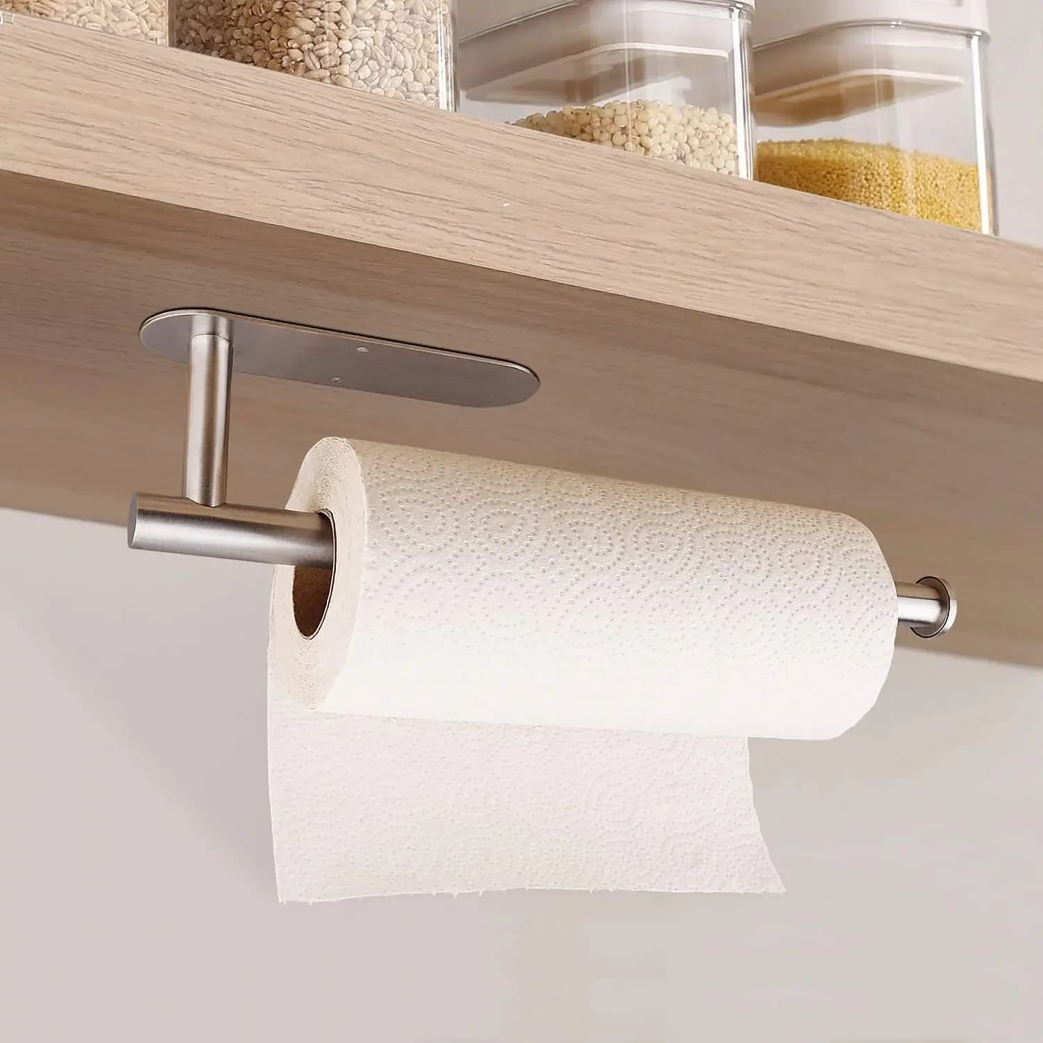 CANBOUN Porta asciugamani di carta da cucina Appendiabiti adesivo per rotoli di carta igienica Dispenser per armadietto Porta tovaglioli Accessori per il bagno