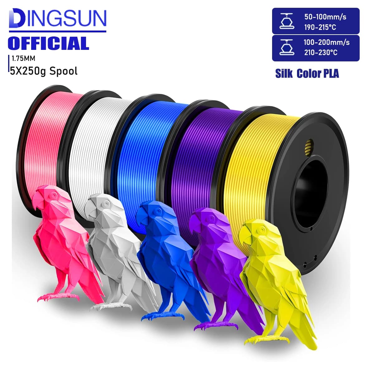 Silk Filament PLA from 1.75 mm for 3D printer, 3D filament similar to metal 250 g (0.55 pounds) 1 coil, dimensional accuracy +/- 0.02 mm