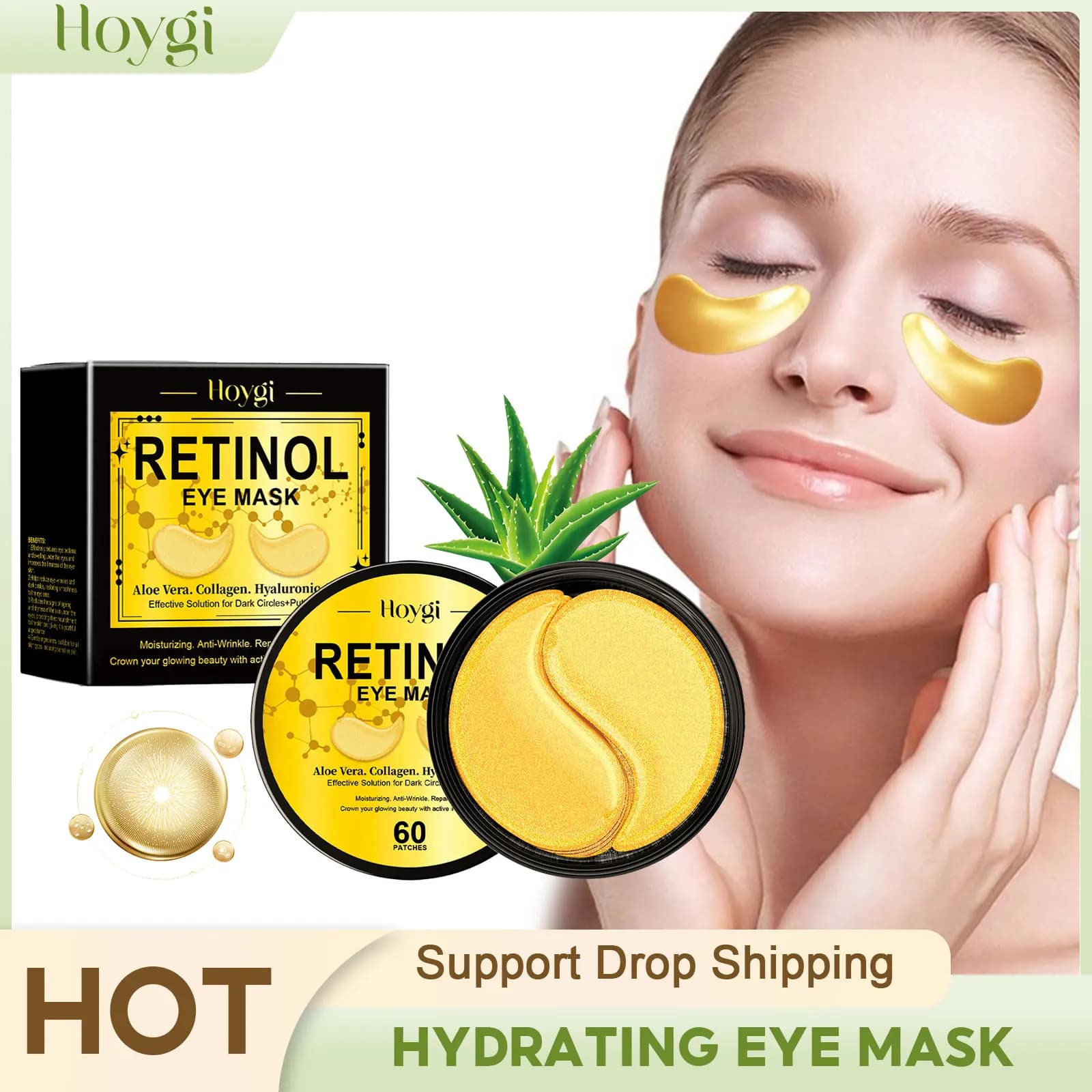 Maschera per gli occhi idratante Anti occhiaie Borse per gli occhi Rassodante per la pelle Nutriente Illumina la riduzione delle linee sottili Retinolo sotto le cerotti per gli occhi