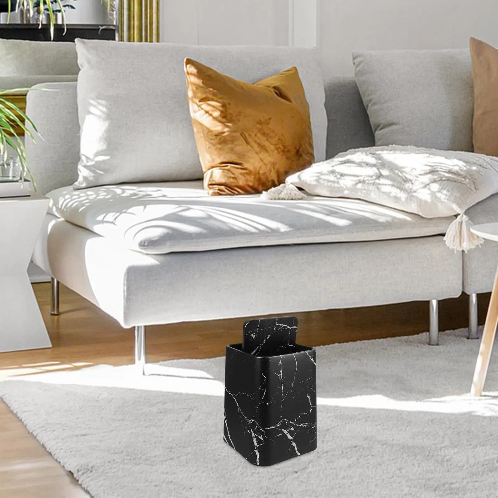 Cestino per Rifiuti con Coperchio Effetto Marmo, Elegante e Moderno per Soggiorno, Cucina, Bagno, Ufficio e Camera da Letto