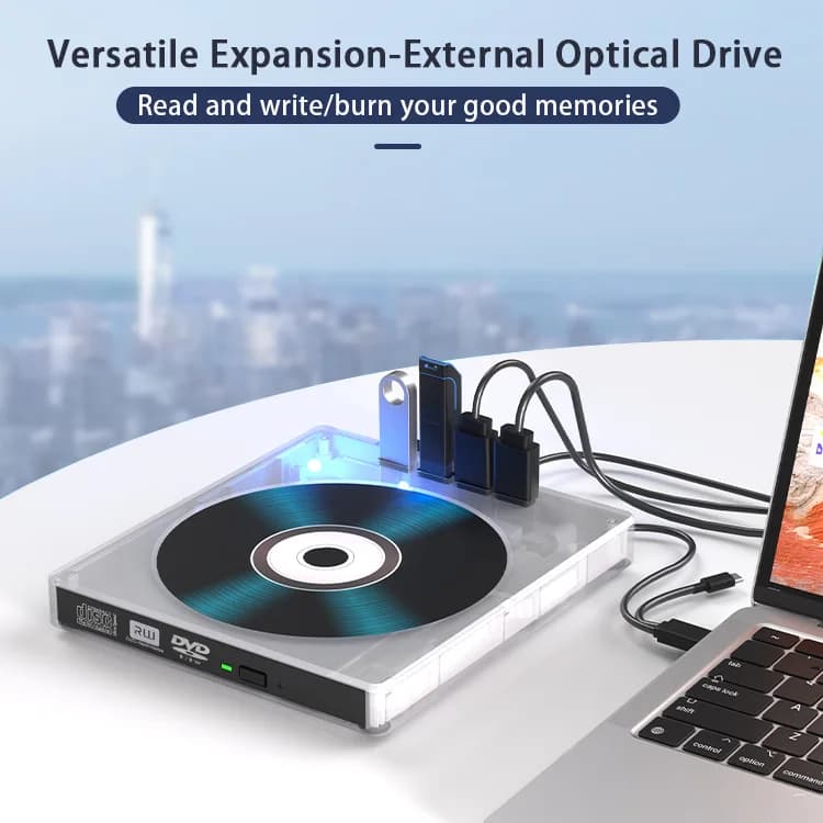 7 in 1 Multifunctional USB 3.0 Mobile DVD-RW Recorder Player External Desktop PC Laptop for DVD CD Drive with TF SD Card Reader