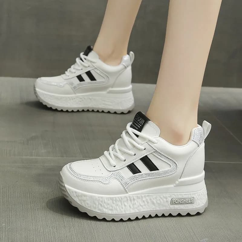 New 2026 Autumn Height Increasing Women Thick Sole Sneakers Breathable Platform Lace-Up Casual Sports Shoes Zapatillas De Mujer