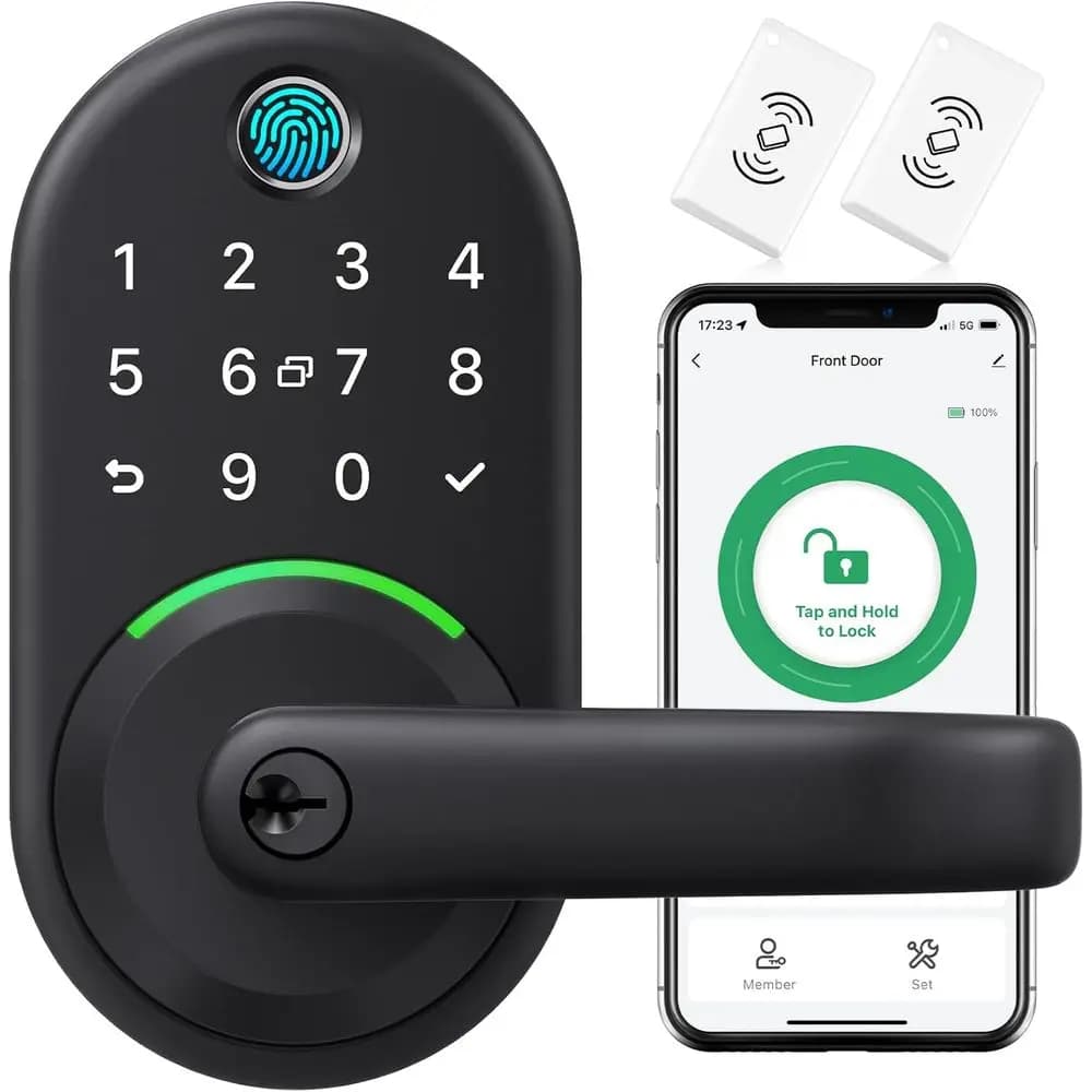 Serratura intelligente per maniglia con tastiera: manopola intelligente con impronta digitale - Serratura digitale KeylEntry o porta ront - Catenaccio con APP - Generare P