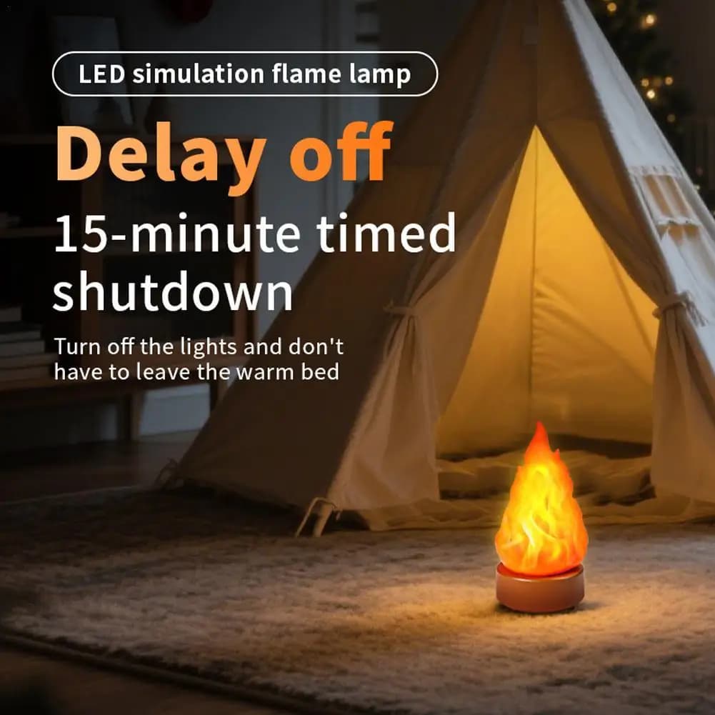 Fake Fire Lamp Night Travel Light Rechargeable via USB Fake 3 Mode LED fireplace candles for outdoor camping holiday Halloween