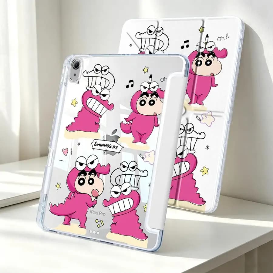 Tablet Case For Samsung Galaxy Tab S7 FE A8 S8 S10 Lite S9 Plus A11 A9 Plus With Pen Slot Cover Coo Crayon Shin-chan