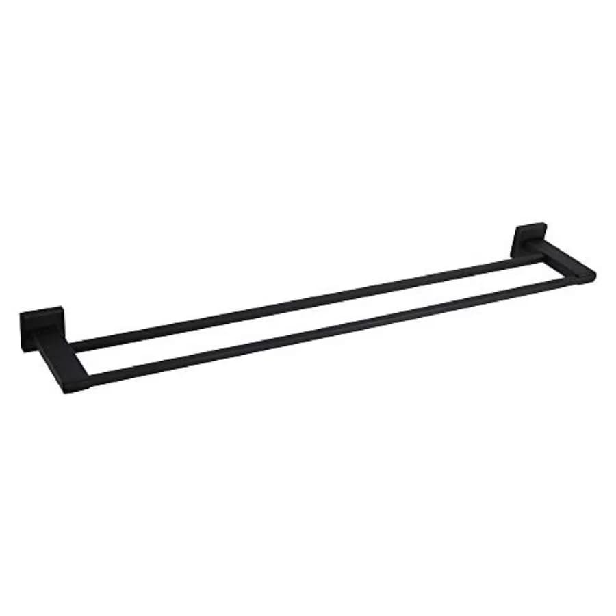 Portasciugamani Doppio da Bagno in Acciaio Inox Opaco, 36 Pollici, Stile Contemporaneo, Montaggio a Parete JG1902C92-BK